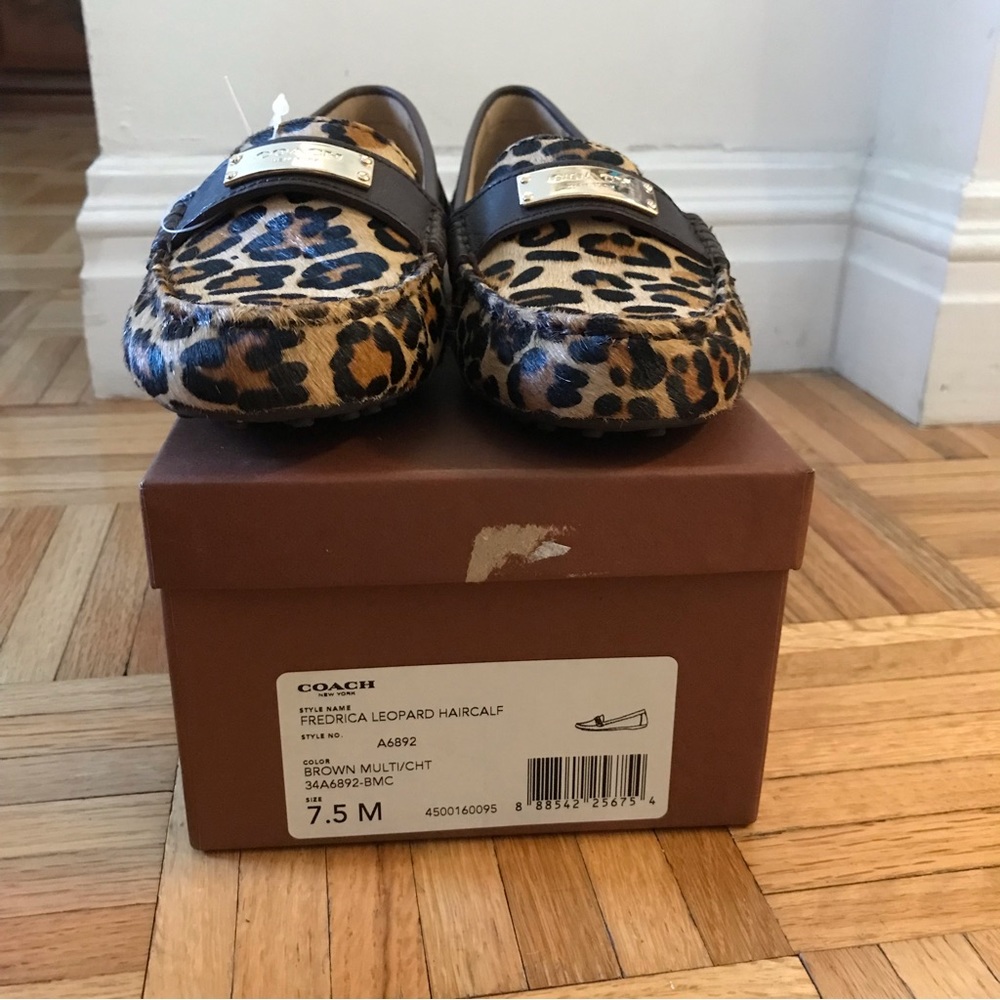 Coach Leopard Print Calf Hair Loafers in Brown and Black - Picture 16 of 16